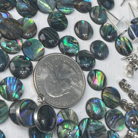 Real Paua Abalone Shell Flatbacks Stud Earrings & Bezels more DIY Jewelry Making - Picture 10 of 12